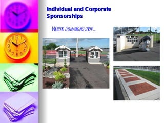 Individual and Corporate  Sponsorships Where donations stop… 