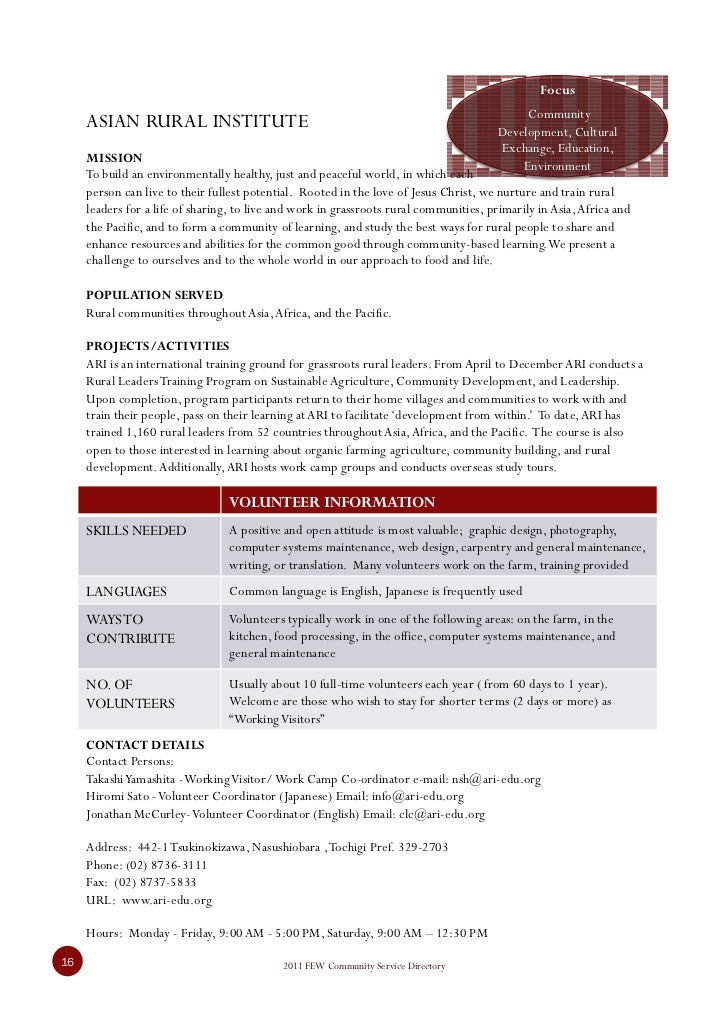 community service directory 2011 community service directory