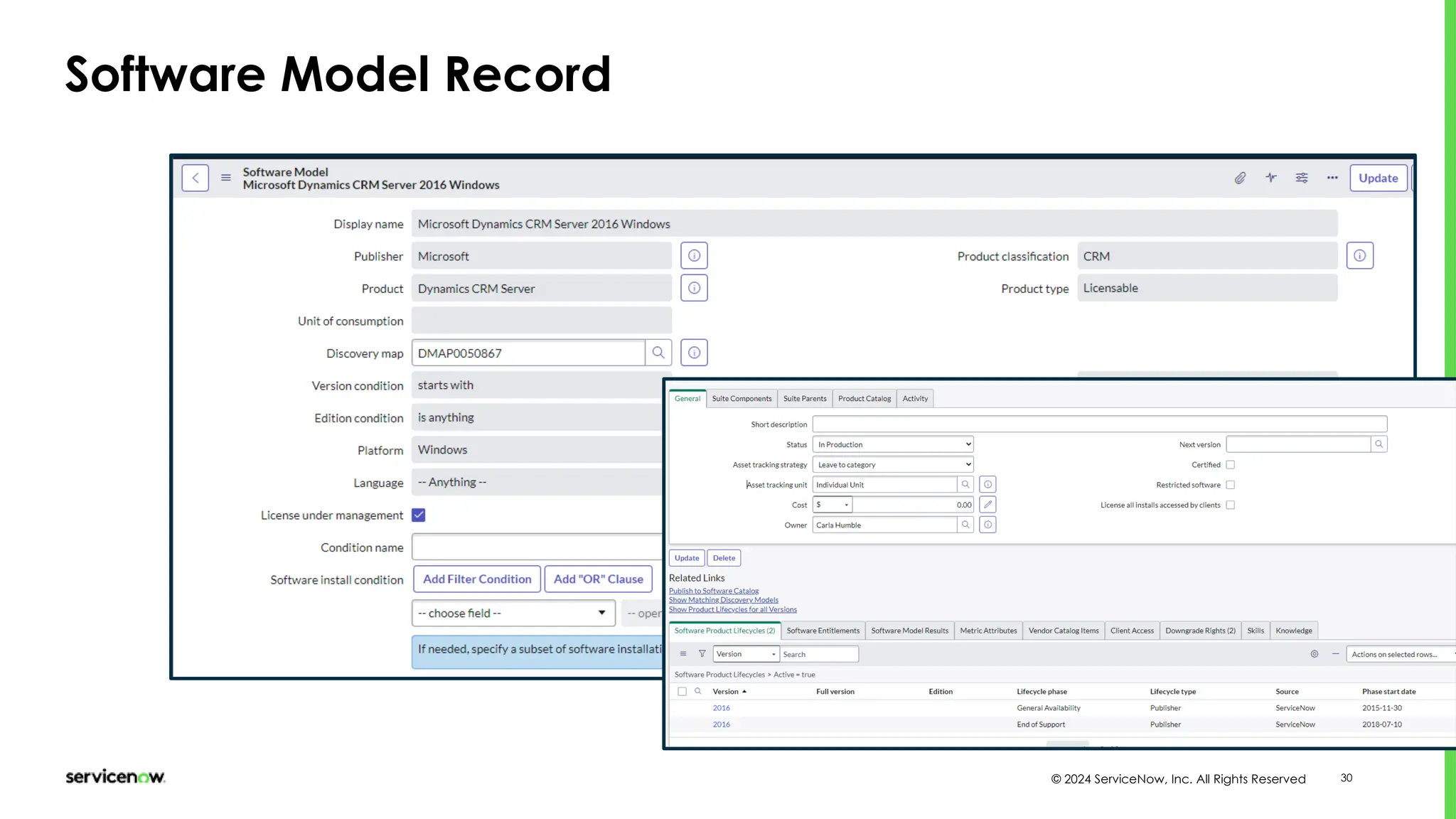 © 2024 ServiceNow, Inc. All Rights Reserved 30
Software Model Record
 