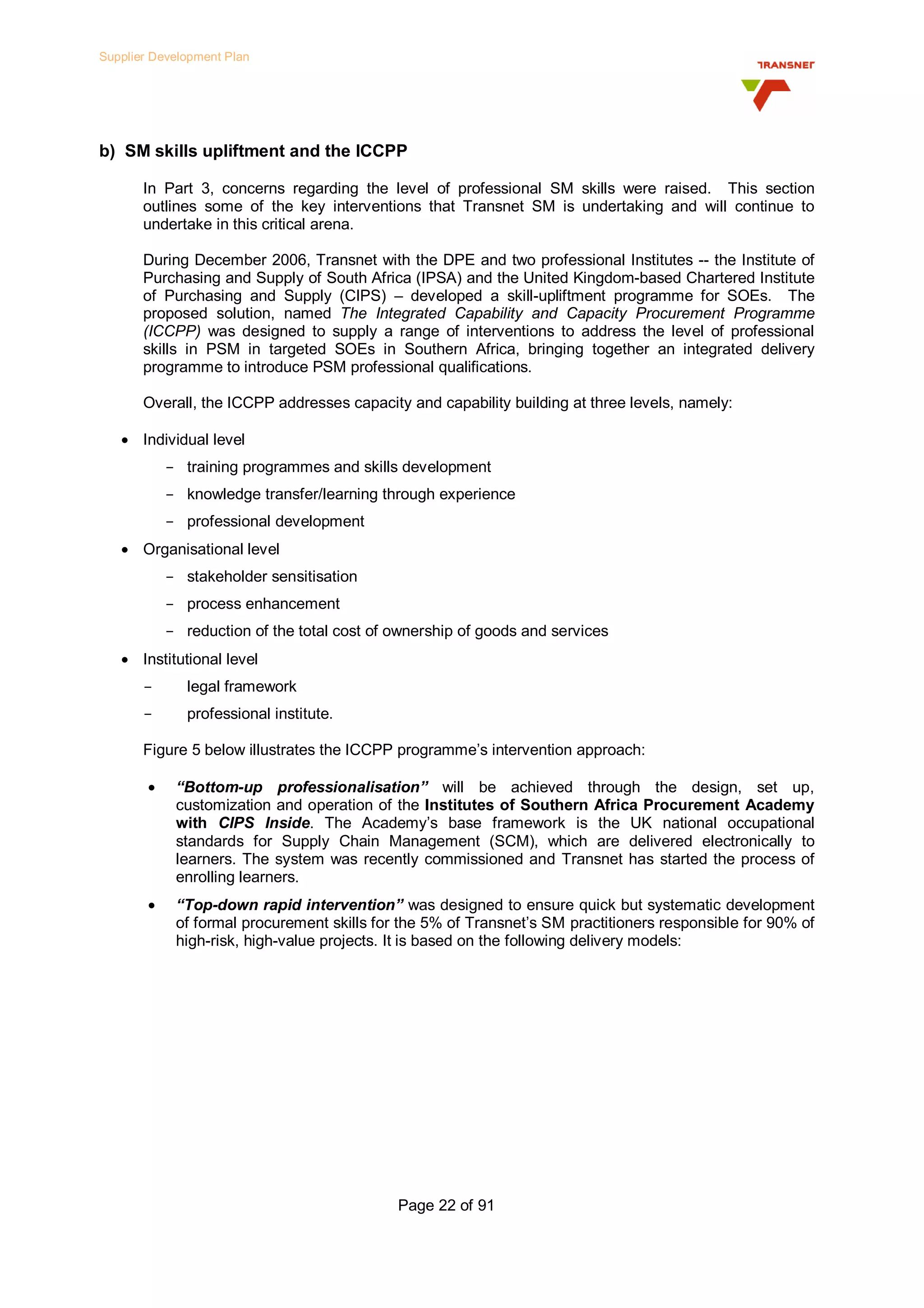 Transnet Supplier Development Plan