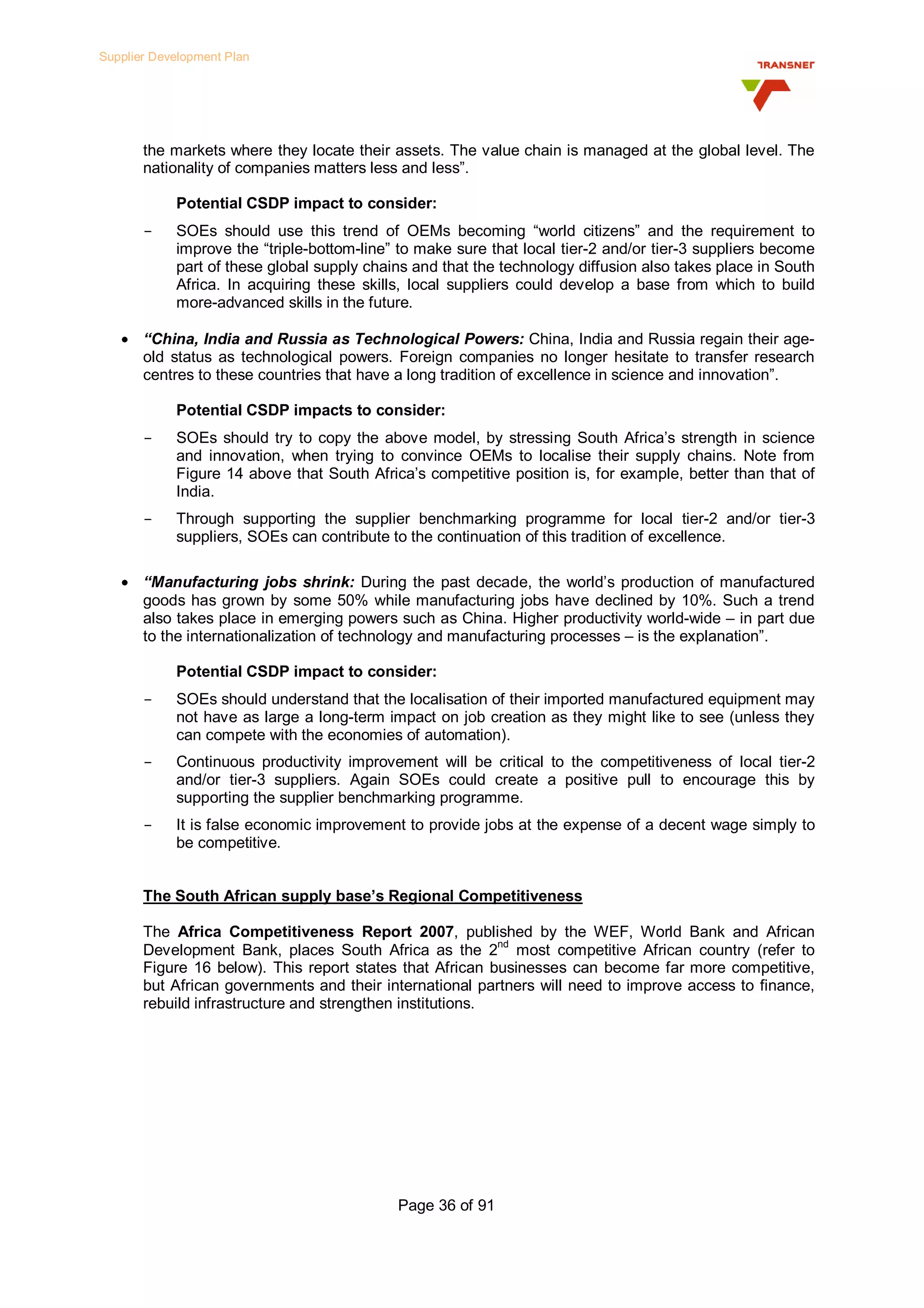 Transnet Supplier Development Plan