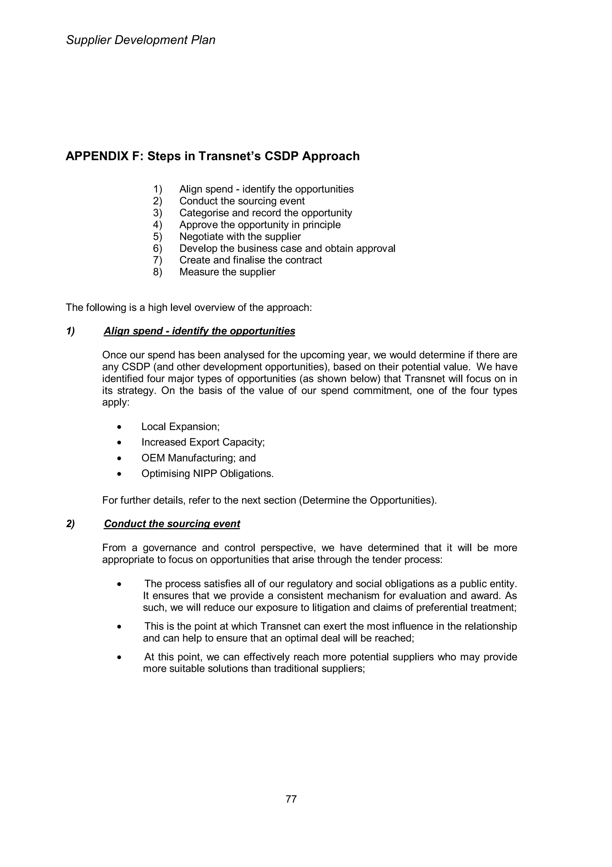 Transnet Supplier Development Plan
