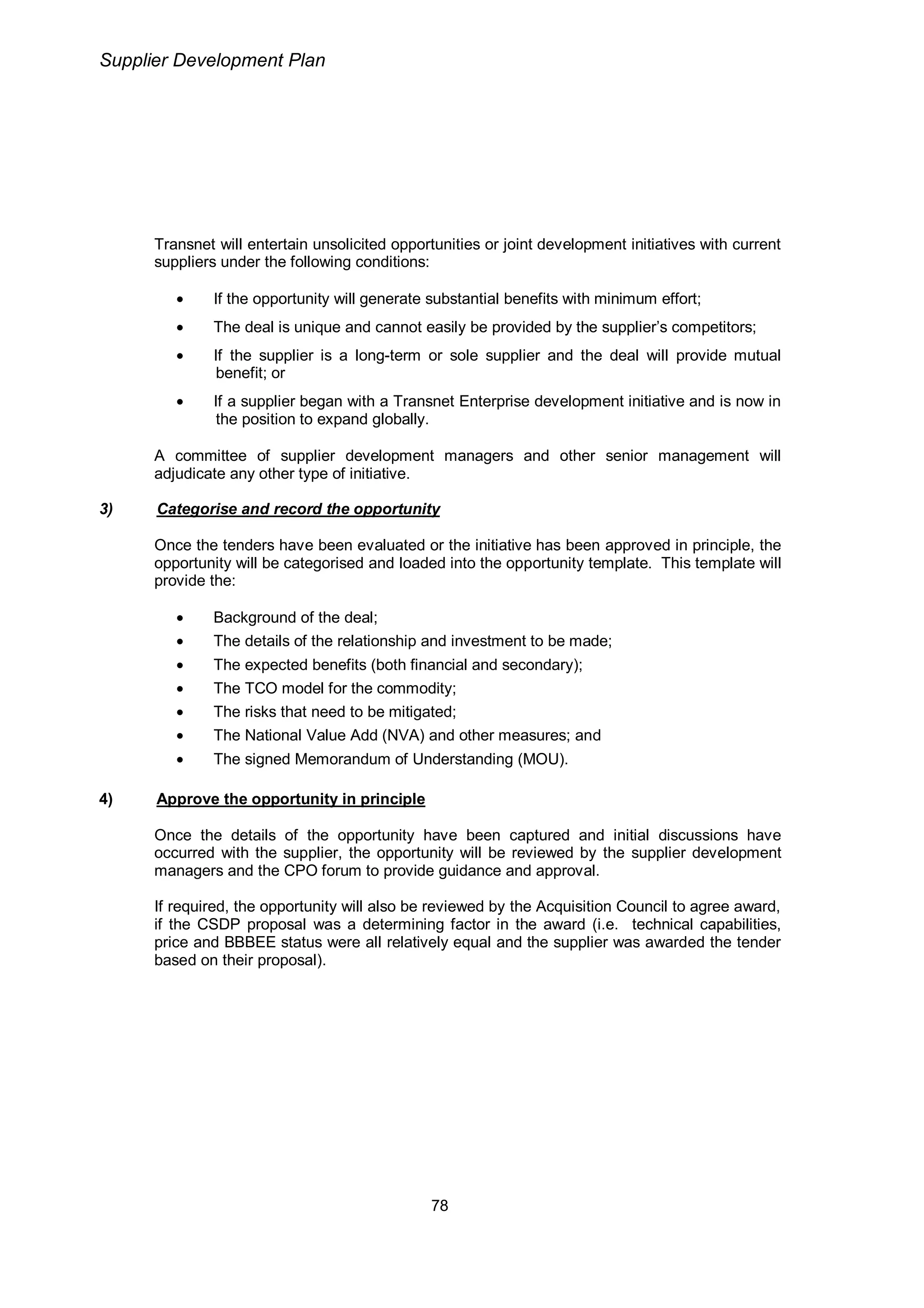 Transnet Supplier Development Plan