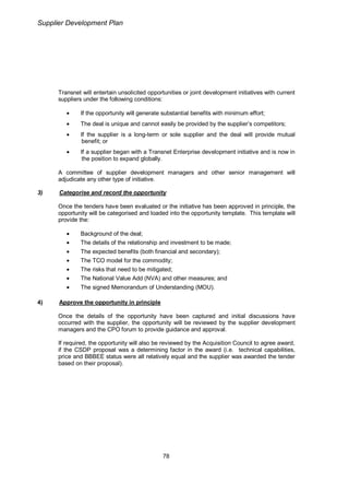 Transnet Supplier Development Plan | PDF