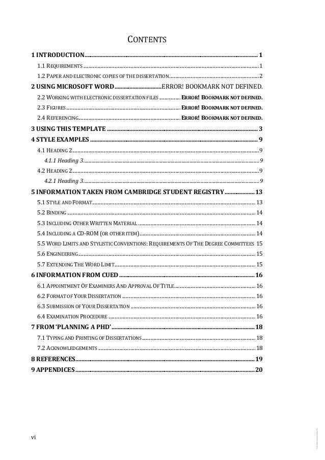 research paper table of contents template