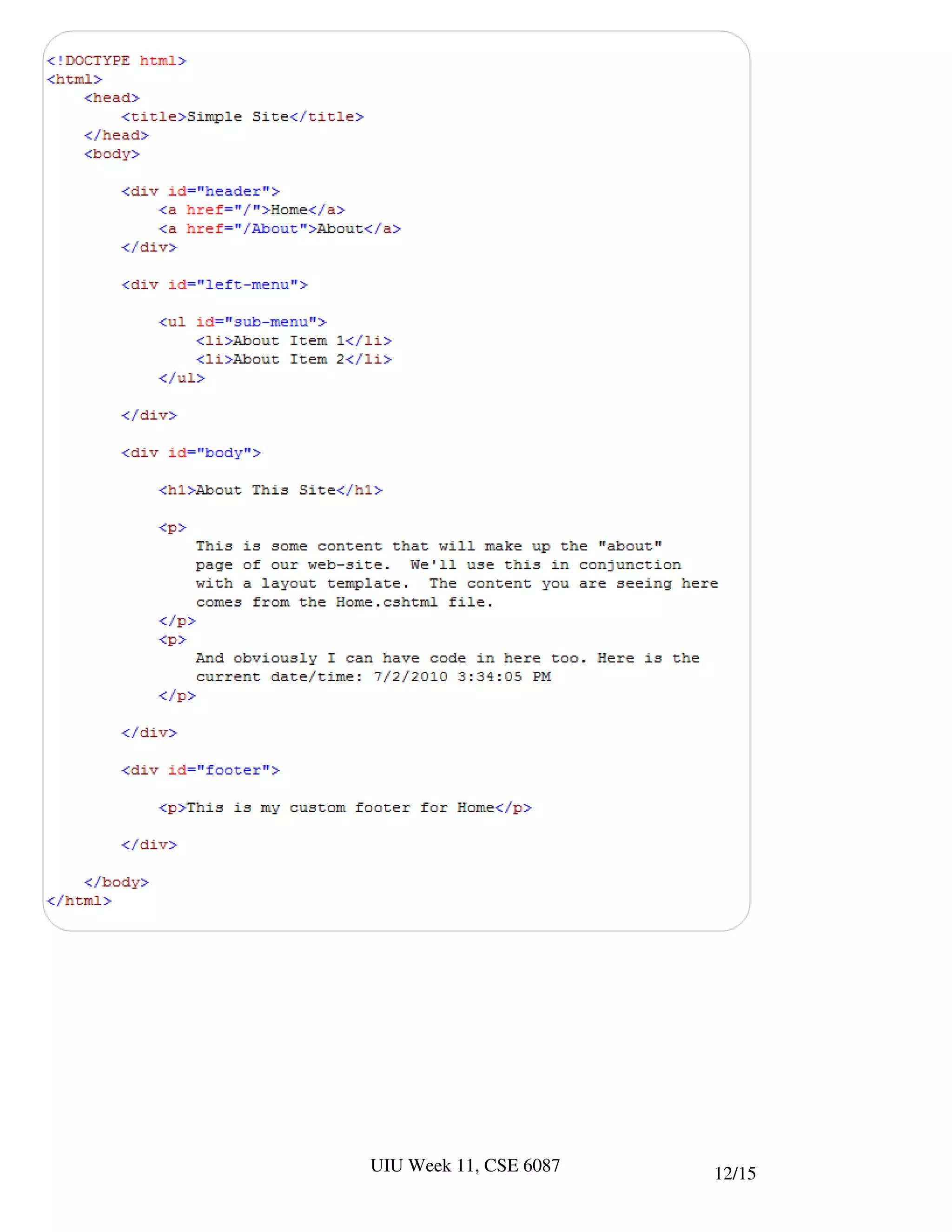UIU Week 11, CSE 6087   12/15
 