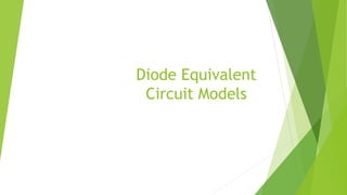 Diode Equivalent
Circuit Models
 