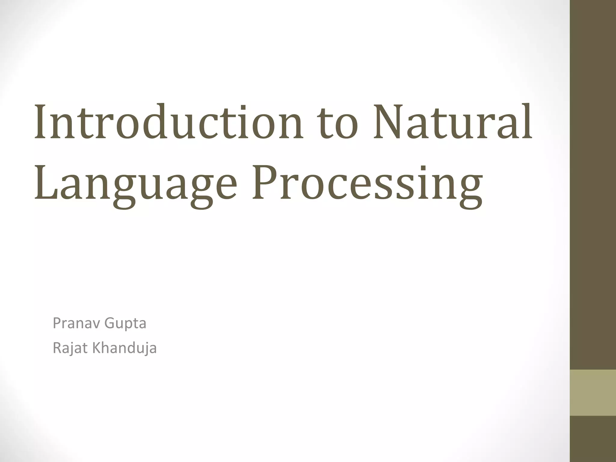 Introduction to Natural Language Processing | PPT | Artificial ...
