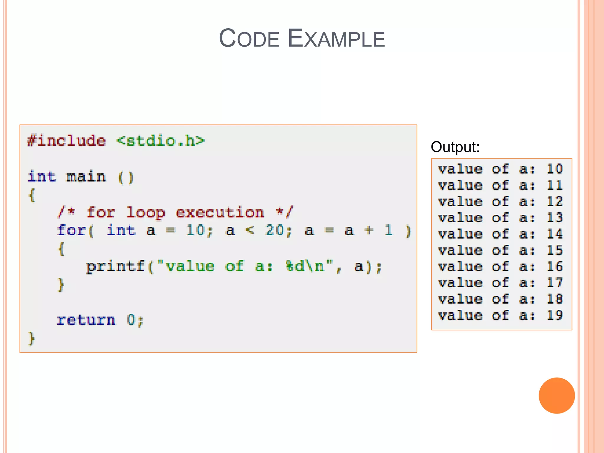 CODE EXAMPLE Output: 