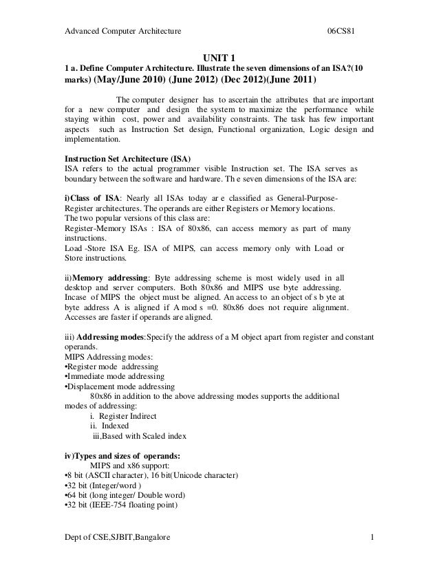 Sample English Essay Advanced Computer Architecture Cs Dept Of Csesjbitbangalore Unit A Terrorism Essay In English also Essay On Pollution In English Cse Viiiadvancedcomputerarchitecturescssolution Universal Health Care Essay