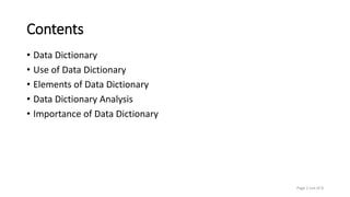 Data Dictionary in System Analysis and Design | PPTX