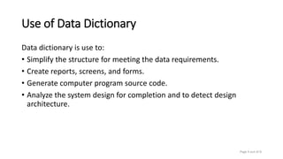 Data Dictionary in System Analysis and Design | PPTX