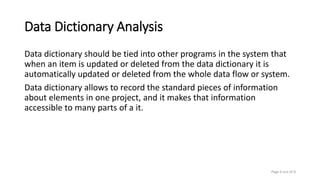 Data Dictionary in System Analysis and Design | PPTX