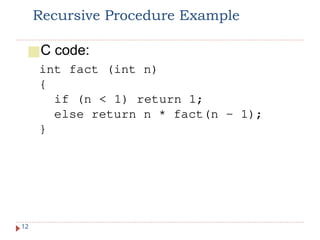 Recursion Program Structure In-Depth Lecture on Stack Operations and Recursive Programming with ARM ...
