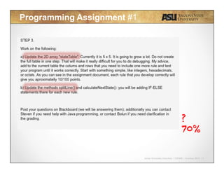 Javier Gonzalez-Sanchez | CSE340 | Summer 2015 | 6
Programming Assignment #1
?
70%
 