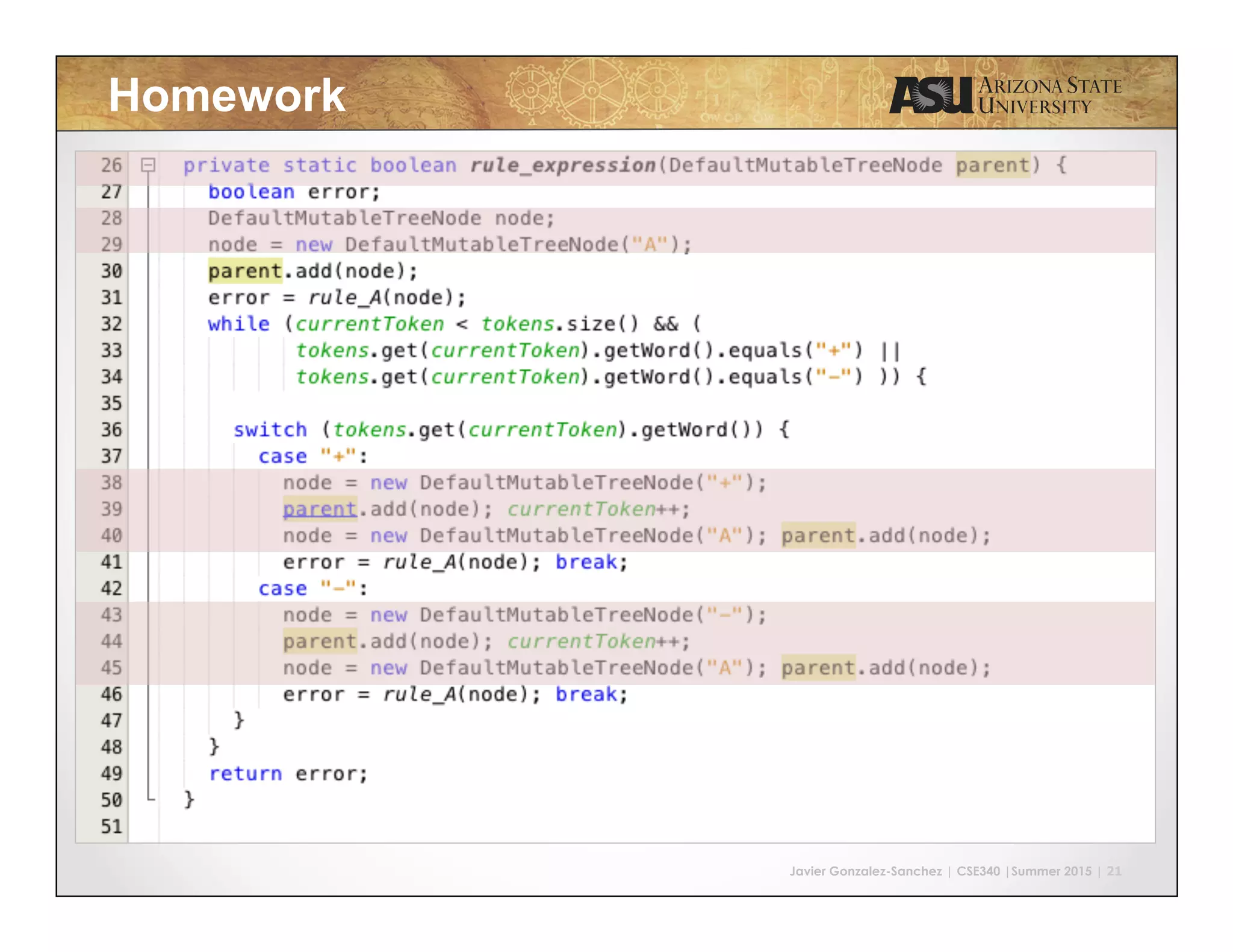 Javier Gonzalez-Sanchez | CSE340 |Summer 2015 | 21 Homework 