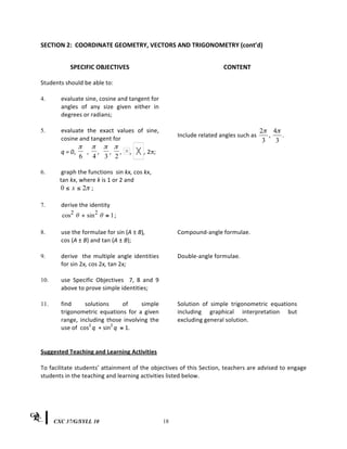 Csec additional mathematics syllabus | PDF