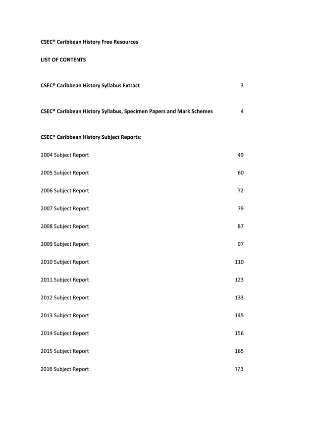 CXC CSEC Syllabus for Caribbean History