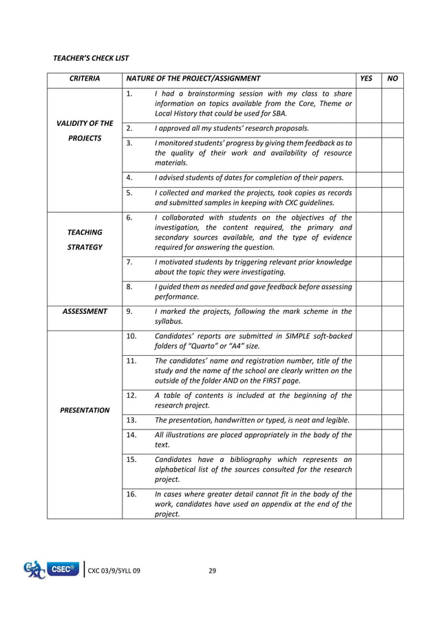 CXC CSEC Syllabus for Caribbean History