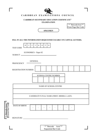 Csec Example CXC CSEC Syllabus for Economics | PDF