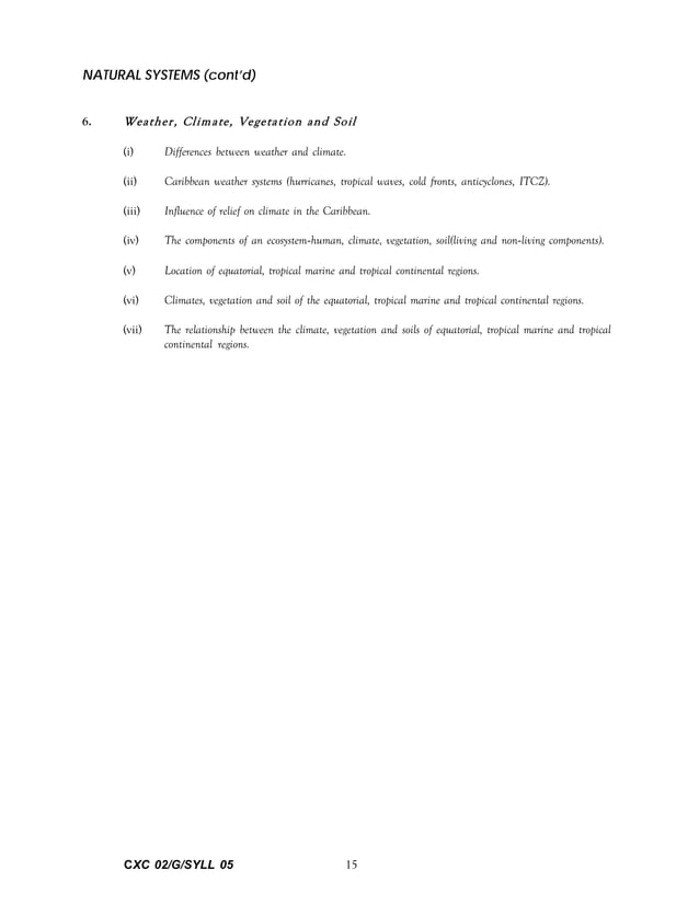 Csec geography syllabus