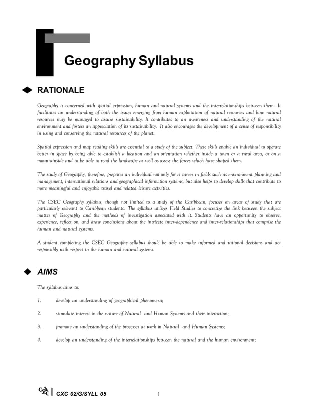 Csec geography syllabus