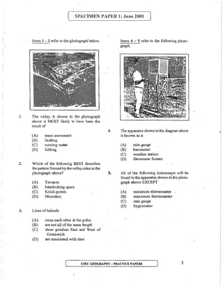 CSEC Geography Multiple Choice practice questions | PDF