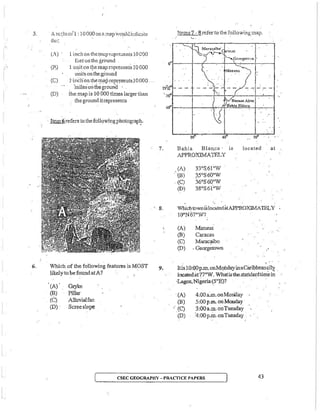 CSEC Geography Multiple Choice practice questions | PDF