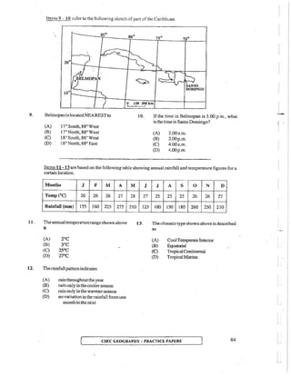 CSEC Geography Multiple Choice practice questions | PDF