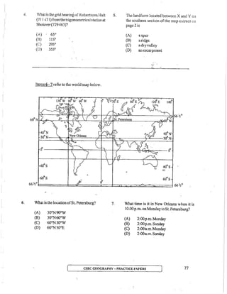 CSEC Geography Multiple Choice practice questions | PDF