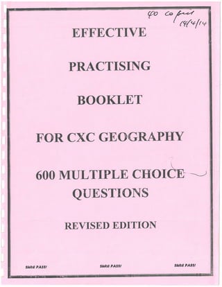 CSEC Geography Multiple Choice practice questions