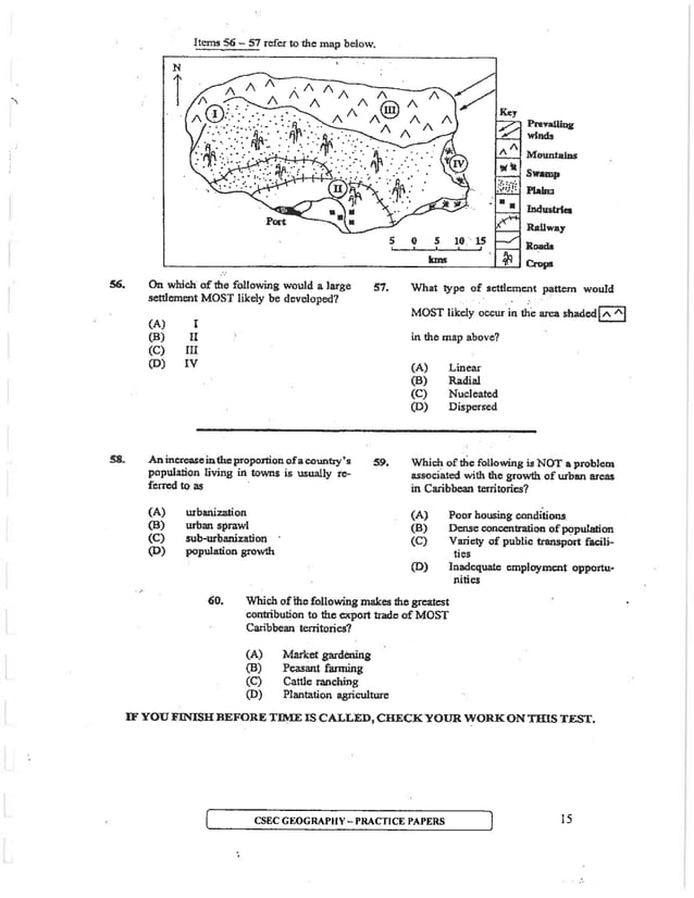CSEC Geography Multiple Choice practice questions PDF