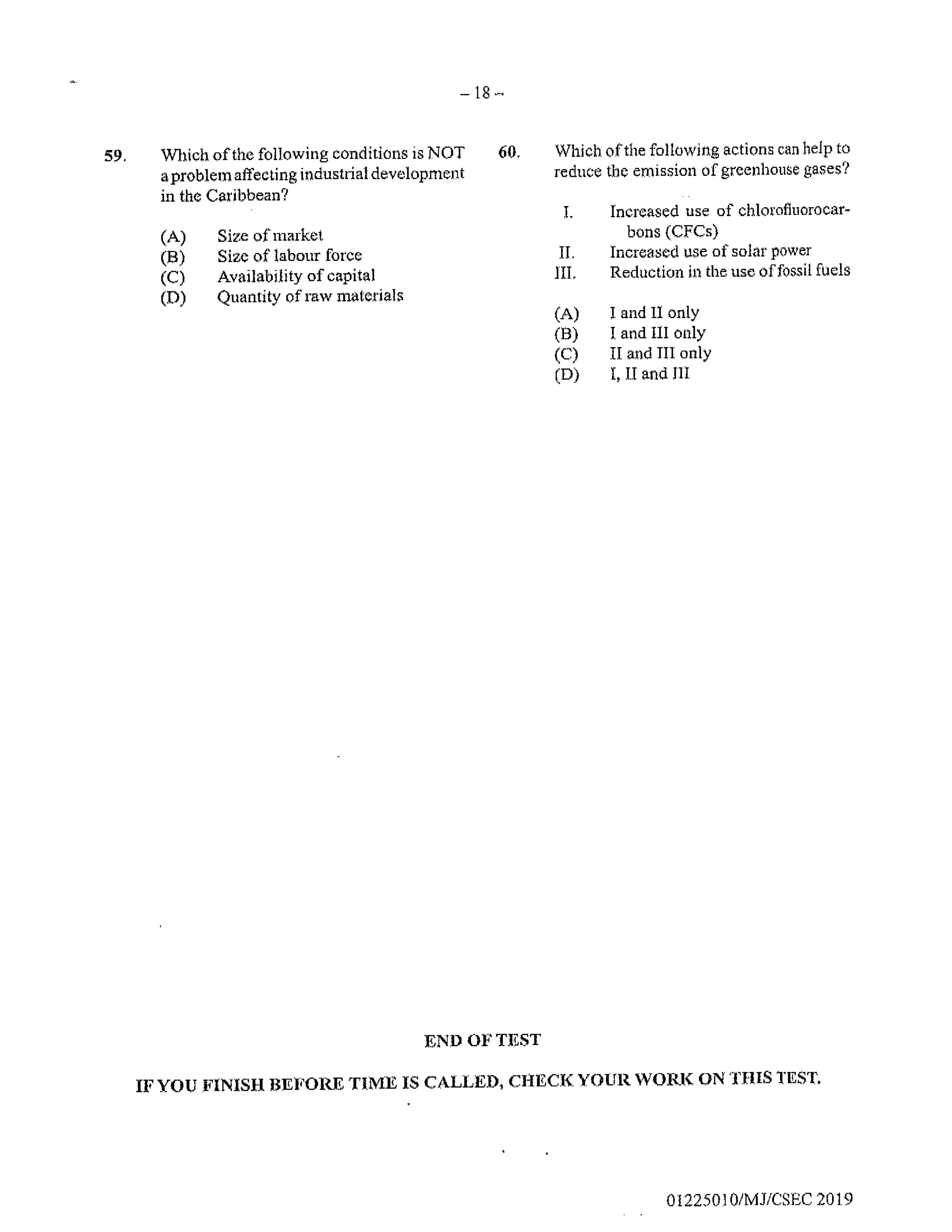 CSEC GEOGRAPHY PAPER 1- 2019