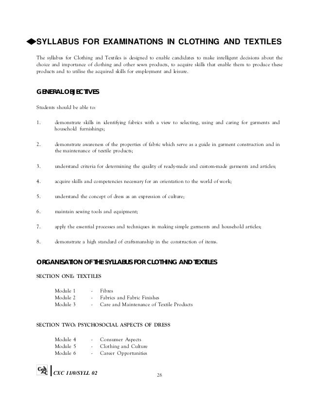 Csec home ec syllabus
