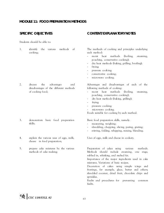 Csec Home Ec Syllabus