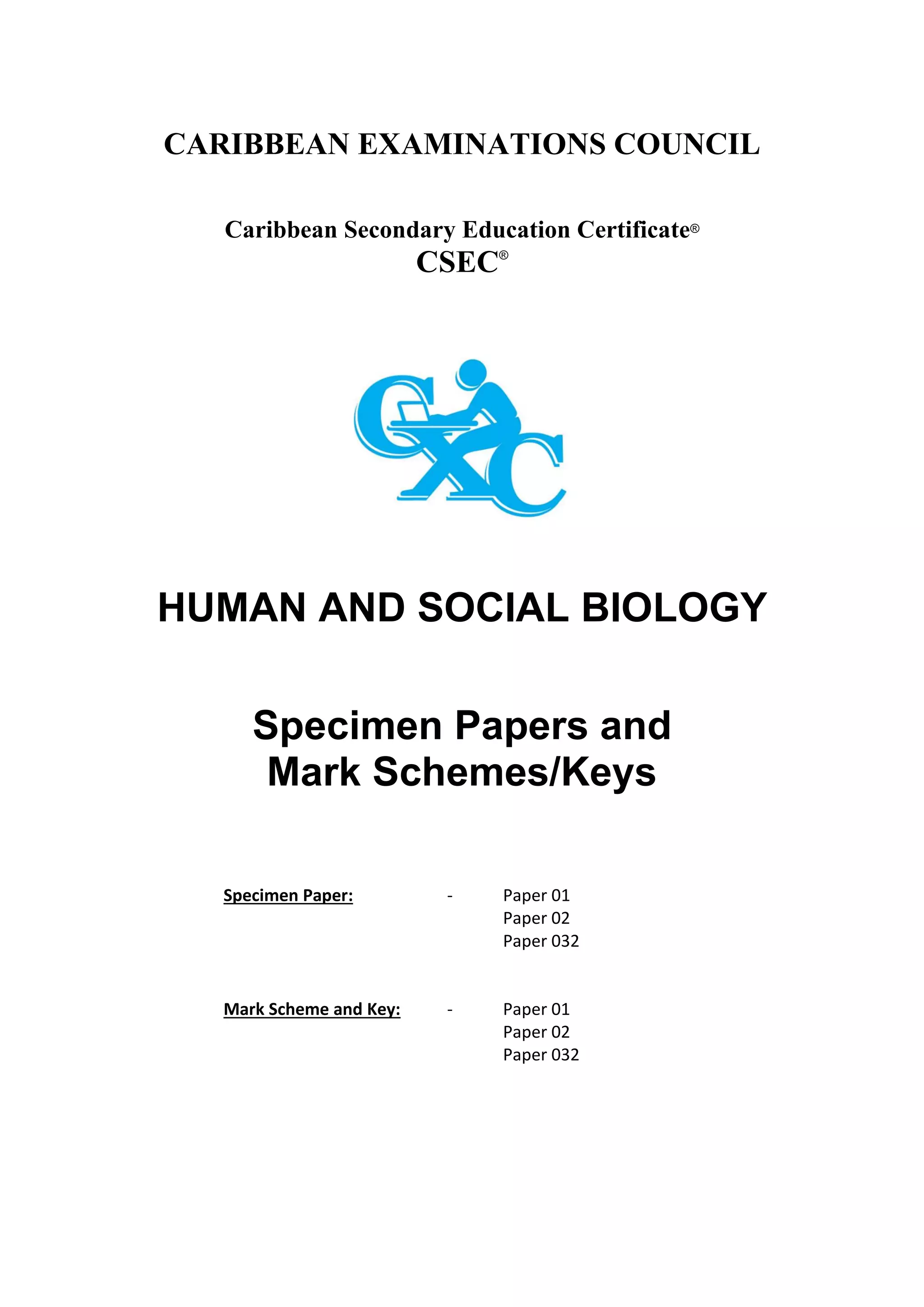 Csec human and social biology syllabus with specimen papers 2022 | PDF