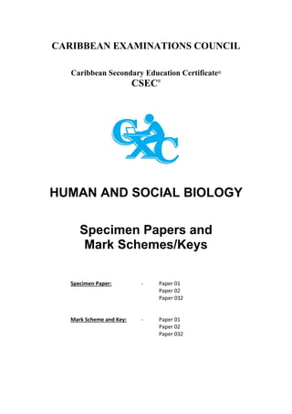 Csec human and social biology syllabus with specimen papers 2022 | PDF