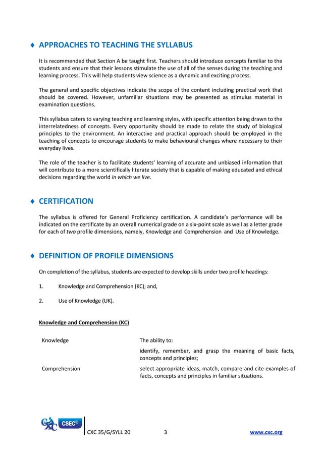 Csec human and social biology syllabus with specimen papers 2022 | PDF ...