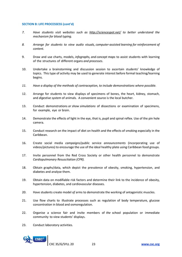 Csec human and social biology syllabus with specimen papers 2022