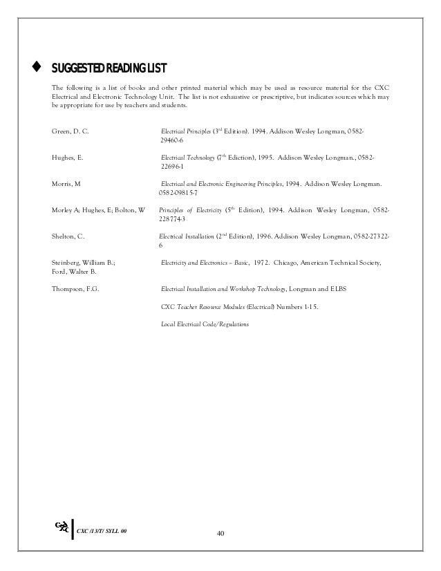 Csec industrial technology syllabus