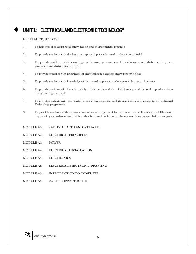 Csec industrial technology syllabus