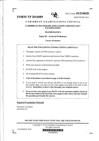 Csec maths paper2_2010-2016