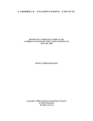 &$5,%%($1(;$0,1$7,216281,/













5(325721$1','$7(6¶:25.,17+(
$5,%%($16(21'$5('8$7,21(57,),$7(
-$18$5









2)),($'0,1,675$7,21


















RSULJKW‹DULEEHDQ([DPLQDWLRQVRXQFLOŠ
6W0LFKDHO%DUEDGRV
$OOULJKWVUHVHUYHG
 