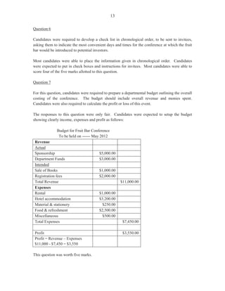 FDQGLGDWHVZHUHWROLVWWKUHHGXWLHVRIDFOHUNLQWKHVDOHVGHSDUWPHQW7KLVZDV
ZRUWKPDUNV

7KLVVHJPHQWRIWKHTXHVWLRQZDVVDWLVIDFWRULOGRQHDQGLQFOXGHGSUHSDUDWLRQRIGRFXPHQWV
PDLQWHQDQFHDQGILOLQJRIUHFRUGVOLDLVHZLWKGHSDUWPHQWVDQGGHPRQVWUDWHJRRGFXVWRPHU
VHUYLFHUHODWLRQVKLS


 