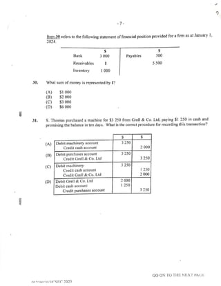 CSEC Principles of Accounts. Past paper Paper One2025 | PDF