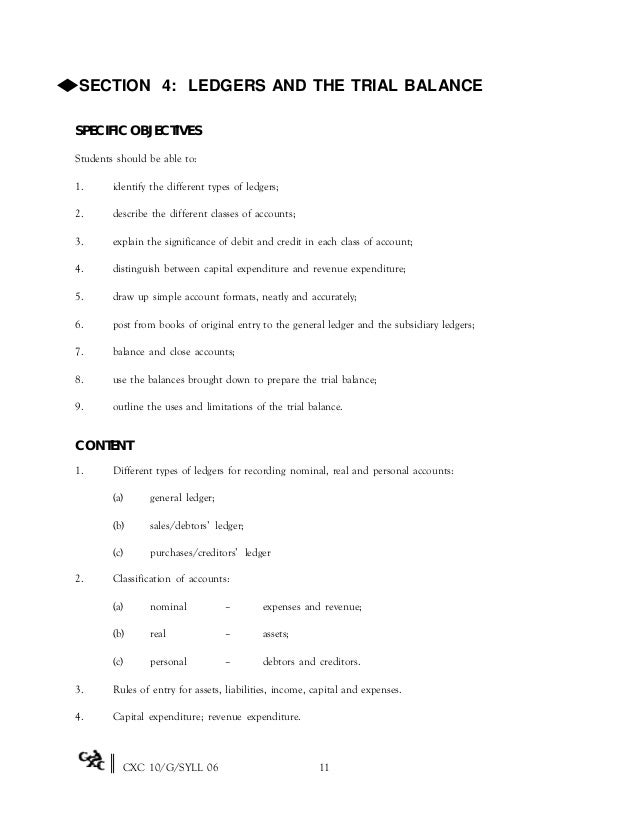 csec principles of accounts syllabus