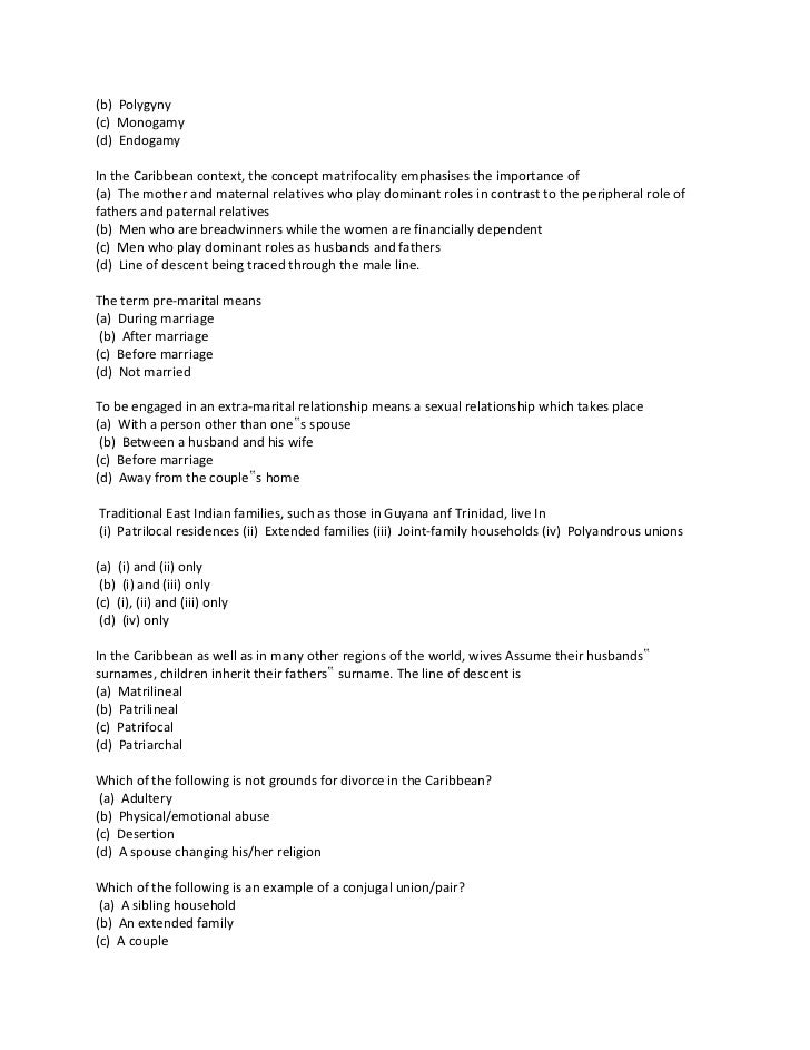 Csec social studies multiple choice questions