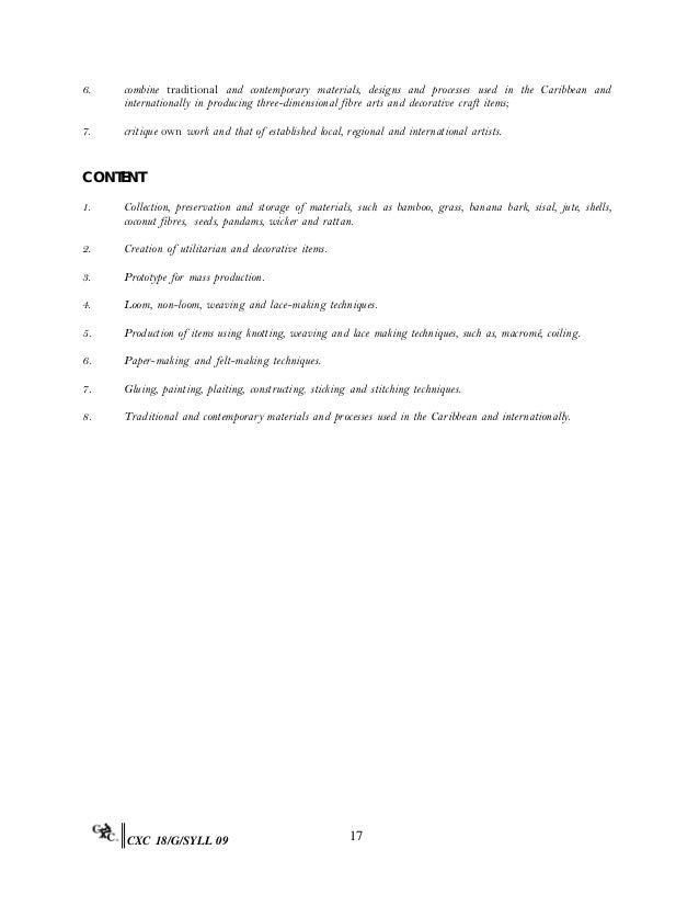 Csec Visual Arts Syllabus