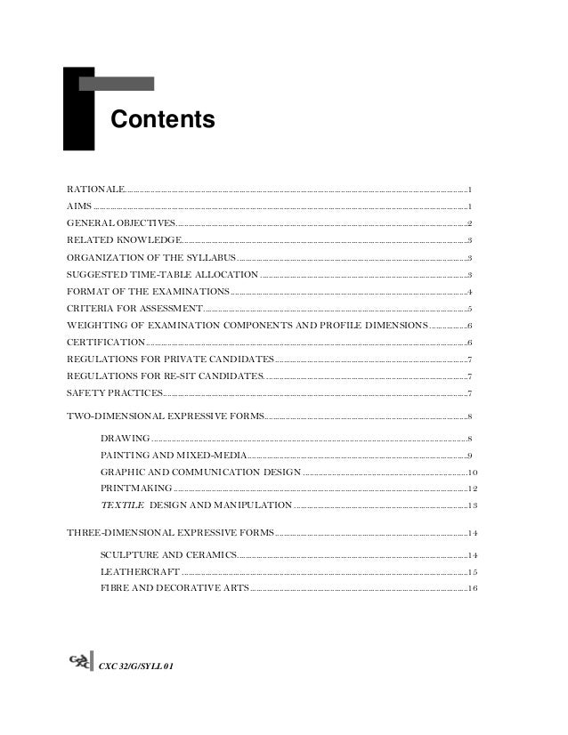Csec Visual Arts Syllabus