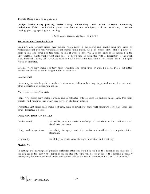 Csec Visual Arts Syllabus
